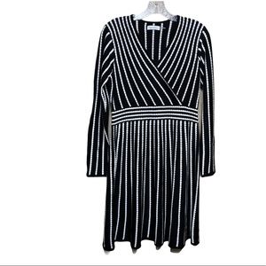 Calvin Kline stripe knit dress medium black